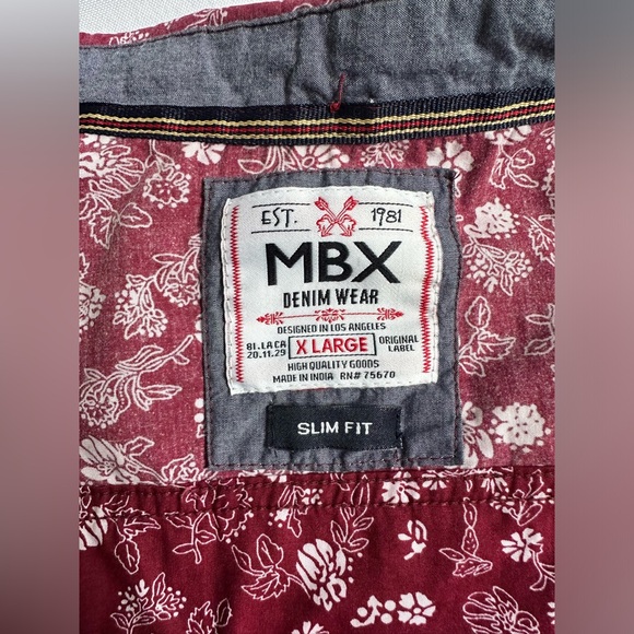 MBX DENIM WEAR Men’s Slimfit Floral Casual Short Sleeved Button-Down - Picture 6 of 6